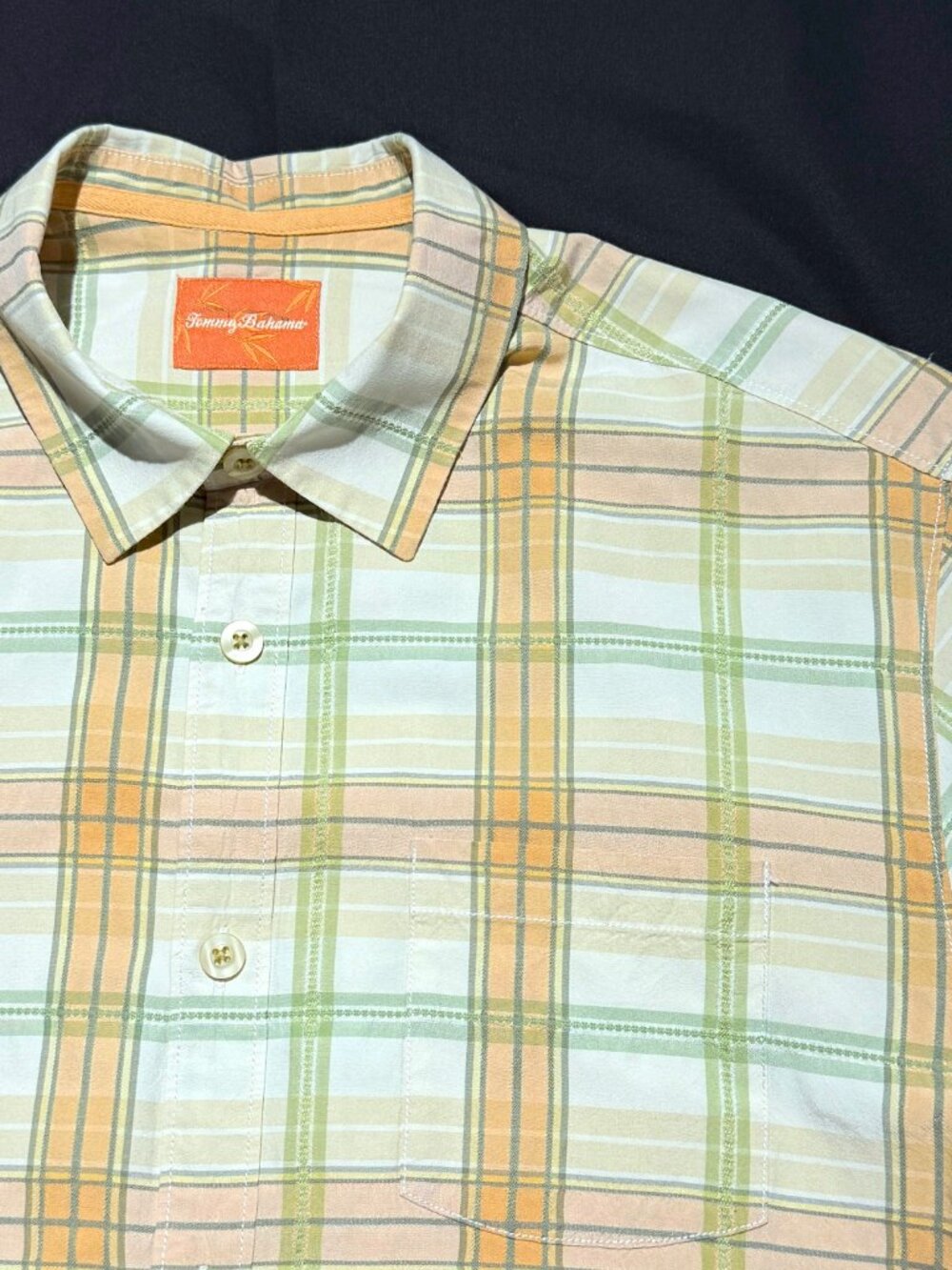 Tommy Bahama Mens SILK Shirt M Multicolored Short Sleeve Untucked Flat Bottom - Picture 2 of 9